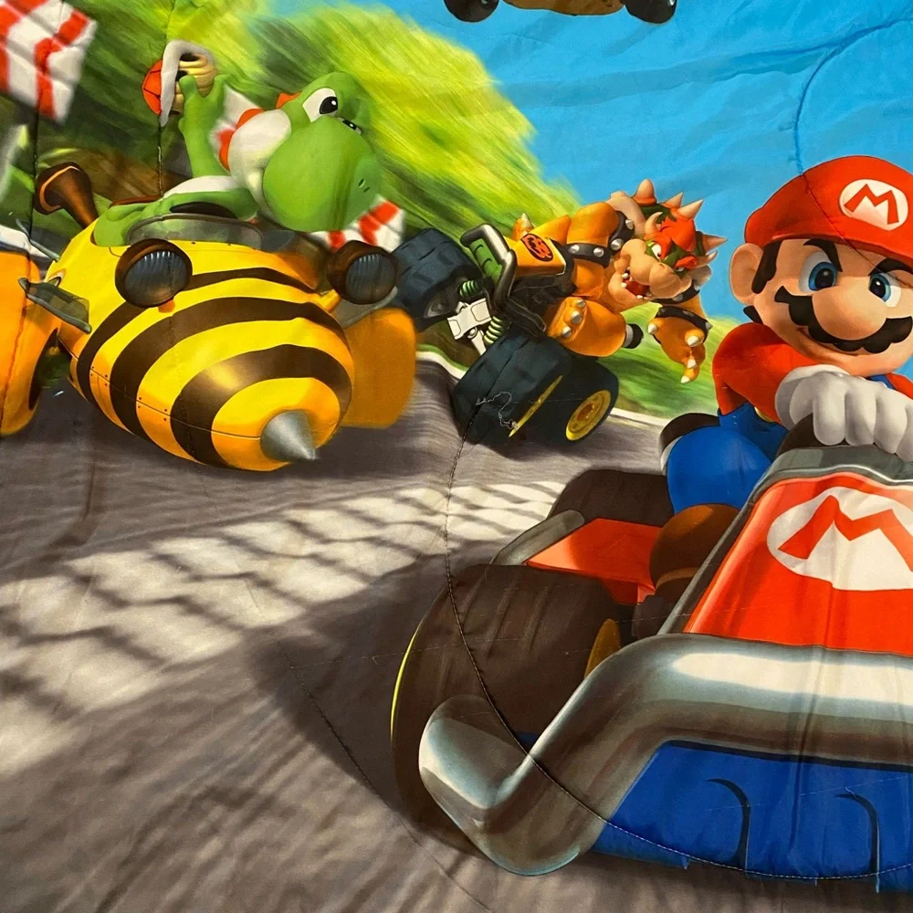 Mario Kart 7 Twin Size Bedding Reversible Comforter 64X86 Mario Bros Blanket